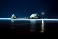 Seal Rocks with Crescent Moon